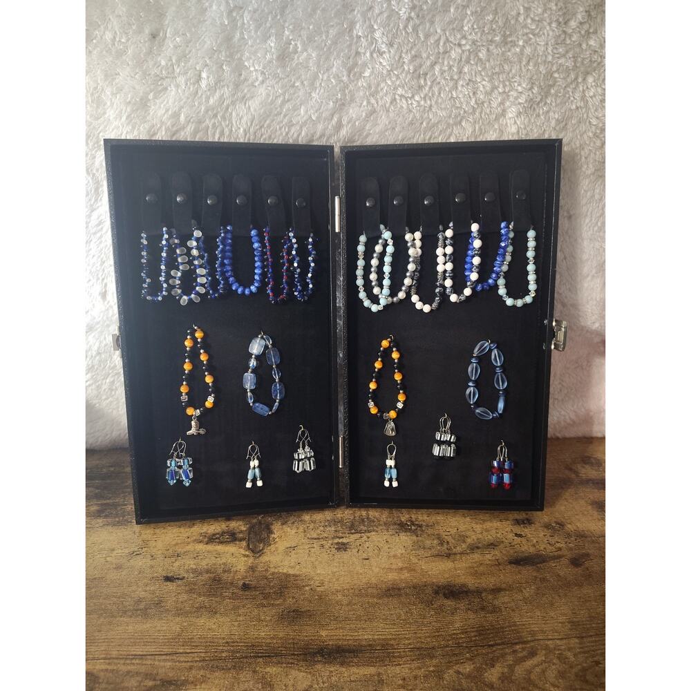 Handmade Sterling Silver Beaded Jewelry Lot Bracelets Earrings w Display Box